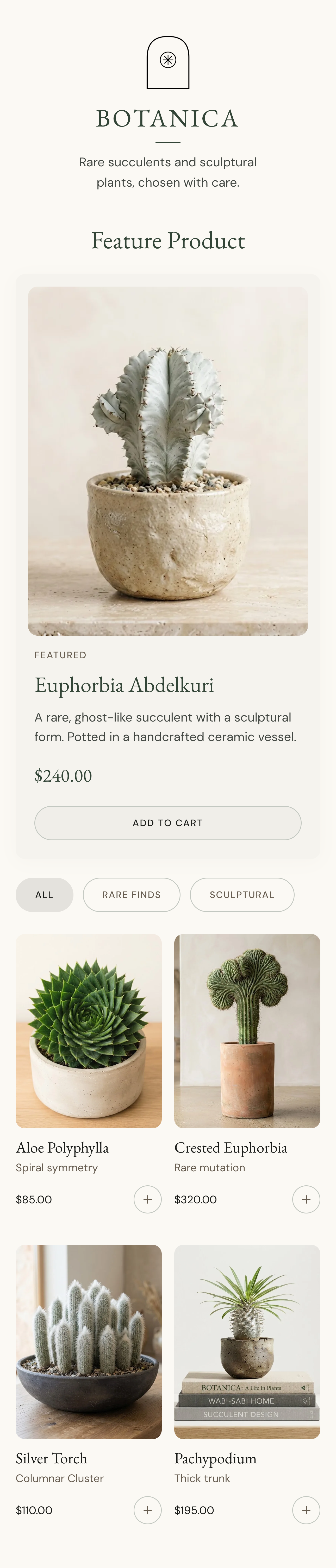 BOTANICA storefront preview on LemonStand